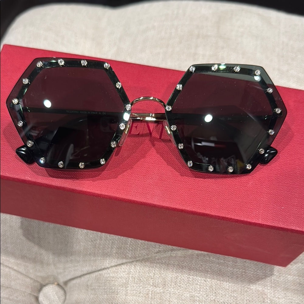 Valentino Hexagon Crystal Sunglasses